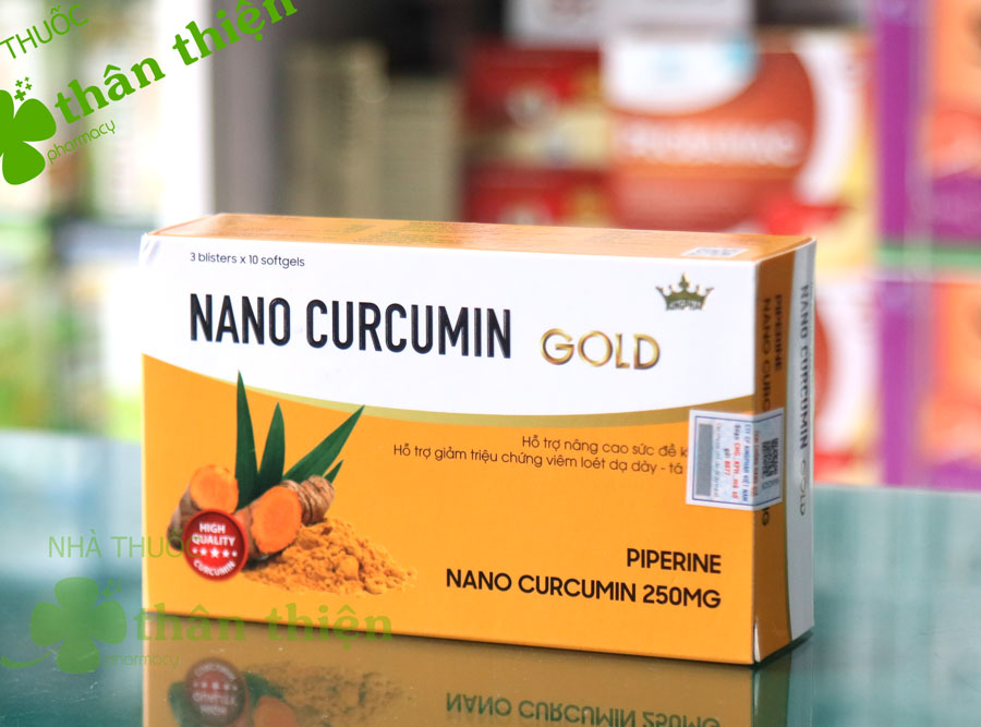 Nano Curcumin Gold Kingphar, hỗ trợ làm giảm các triệu chứng của viêm loét dạ dày, tá tràng