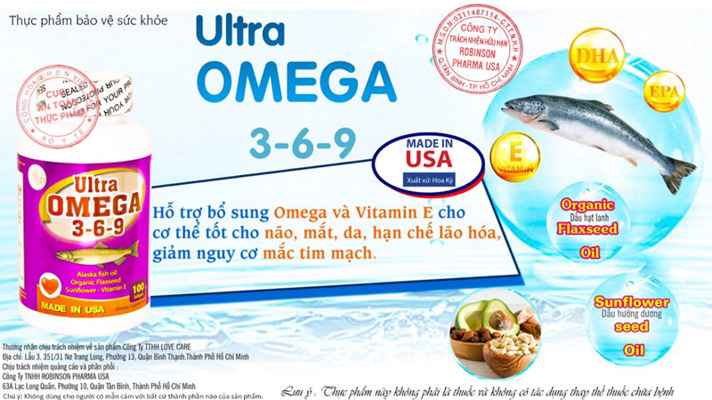 Tời rơi Ultra Omega 3-6-9 do Cục ATTP - Bộ Y tế xác nhận cấp phép
