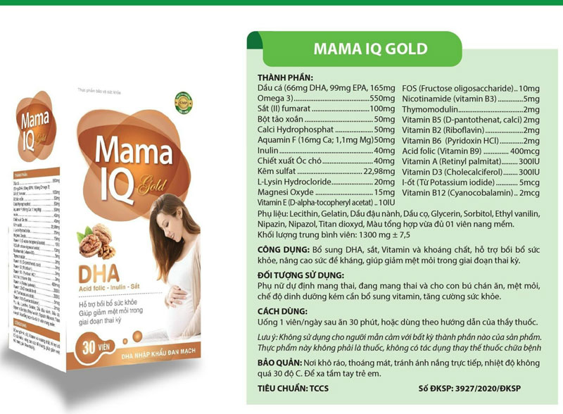 Mama IQ Gold, hỗ trợ bổ sung DHA, EPA, phát triển mắt và trí não của trẻ