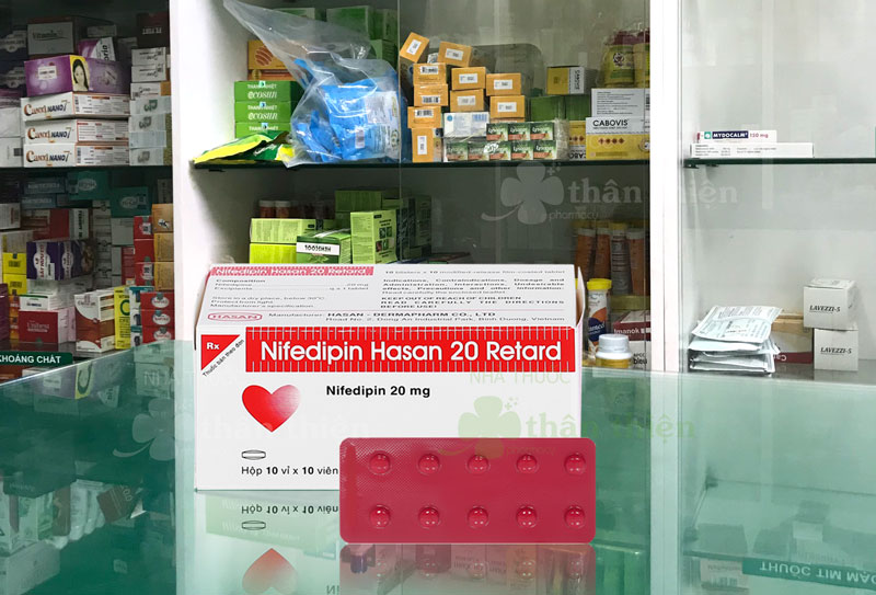 Nifedipin Hasan 20 Retard, trị tăng huyết áp; dự phòng đau thắt ngực