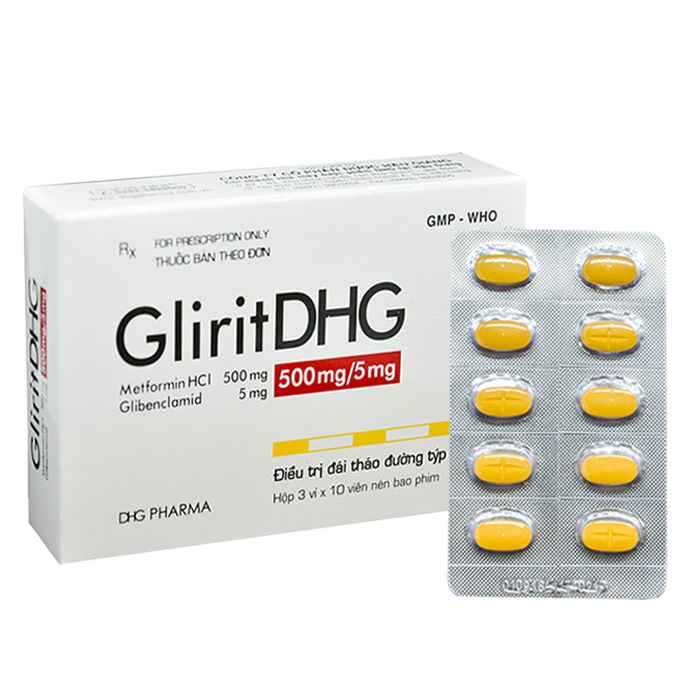 Glirit DHG 500mg/5mg điều trị đái tháo đường týp 2