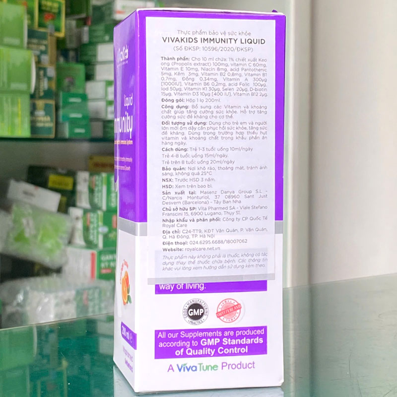VivaKids Immunity Liquid hỗ trợ tăng cường sức đề kháng cho cơ thể