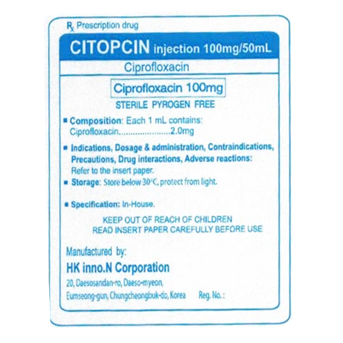 Citopcin Injection 100mg, Điều trị nhiễm khuẩn do vi khuẩn nhạy cảm